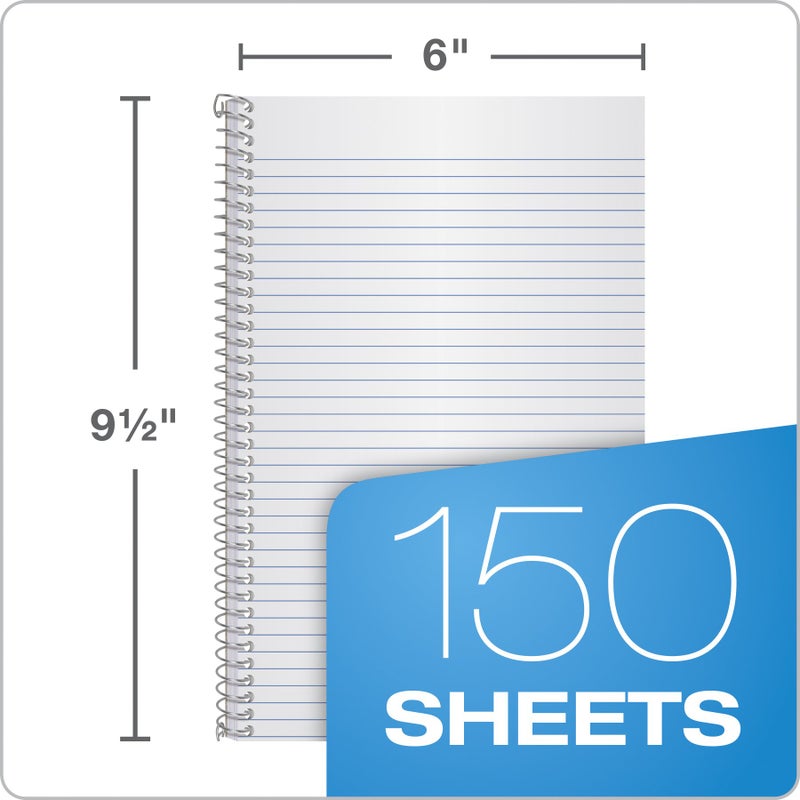 Ampad Notebook 3 Subject with 2 Dividers, College Rule, 6 x 9.5 Inches, Assorted Colors, 150 Sheets Per Notebook, Asst Colors (25-447) Pack of 1 - Image 4